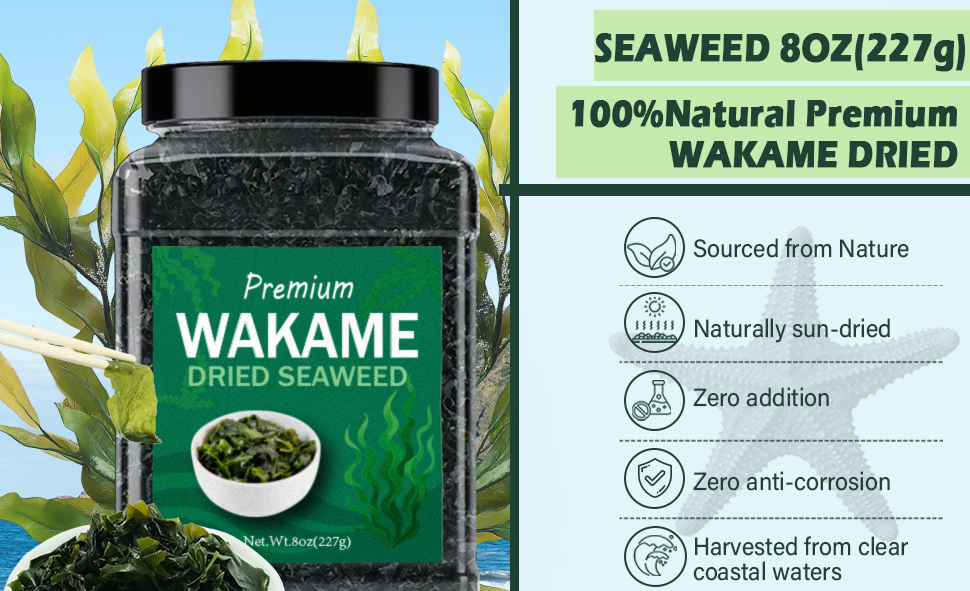 Amazon.com : 8oz Premium Dried Wakame Seaweed - Sea Vegetable for